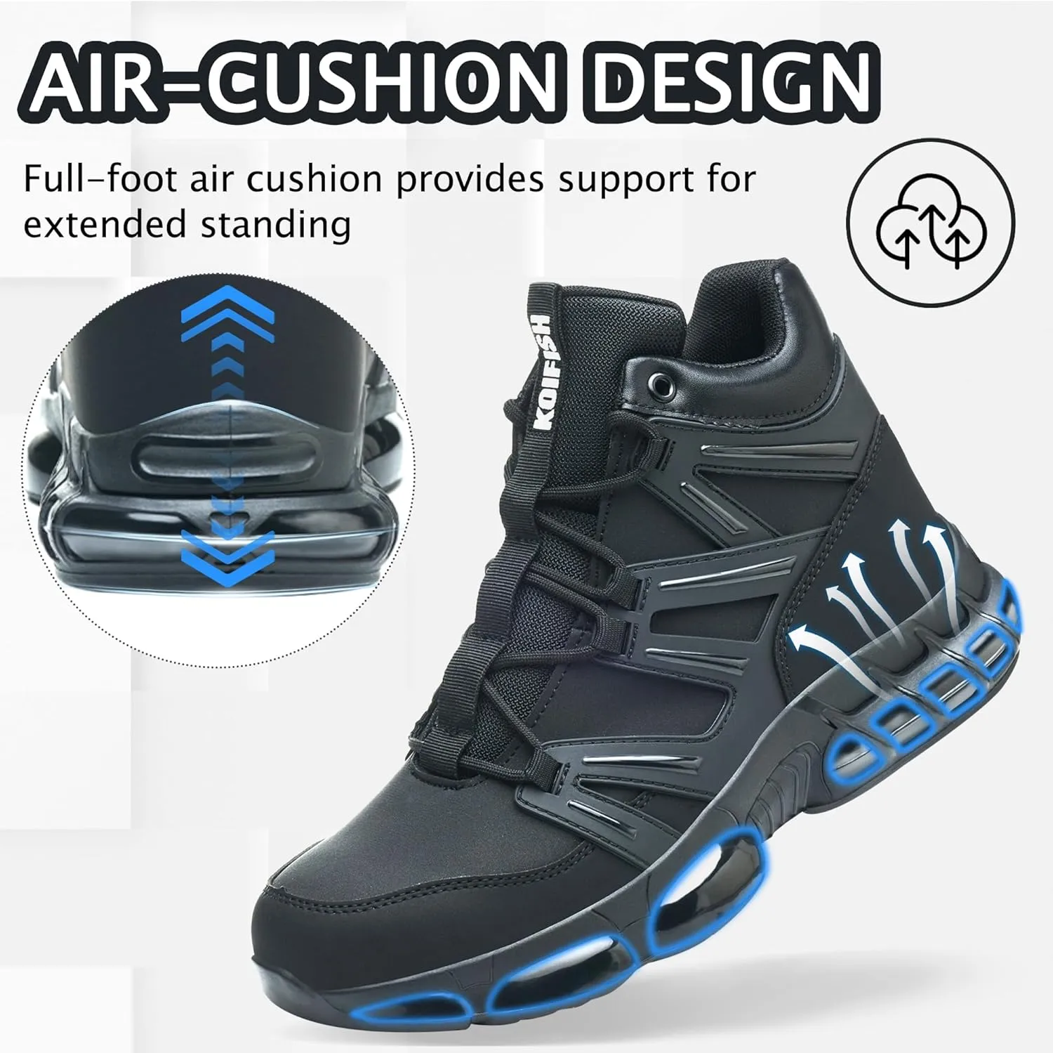 Waterproof Steel Toe Work Boots for Men Women Non Slip Safety Construction Boots Air Cushion