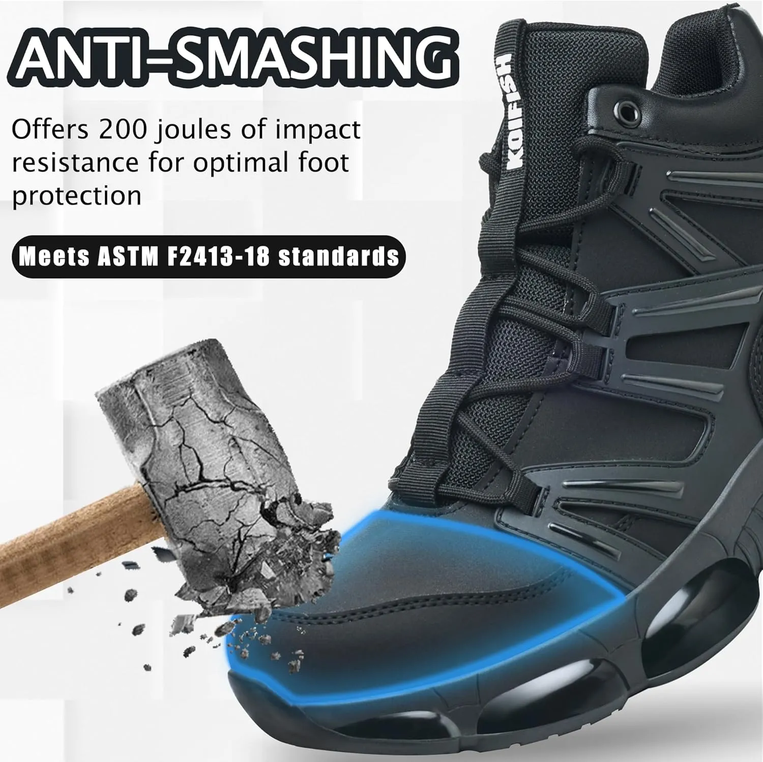 Waterproof Steel Toe Work Boots for Men Women Non Slip Safety Construction Boots Air Cushion