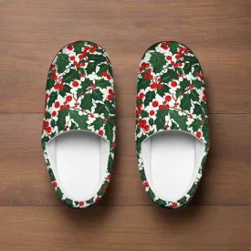 Womens Indoor Christmas holly Slippers